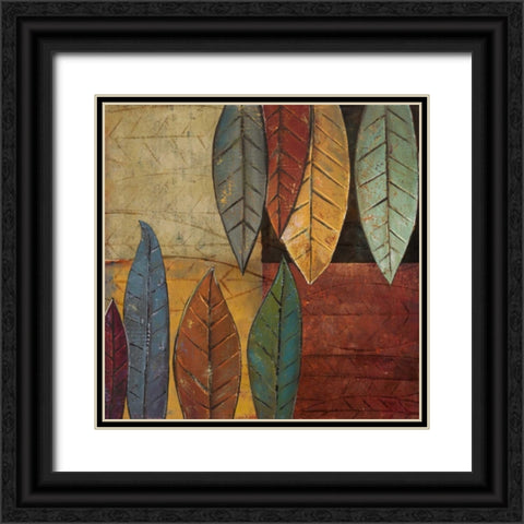 Tall Leaves Square II Black Ornate Wood Framed Art Print with Double Matting by Pinto, Patricia