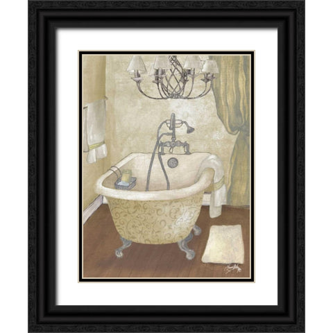 Guest Bathroom I Black Ornate Wood Framed Art Print with Double Matting by Medley, Elizabeth