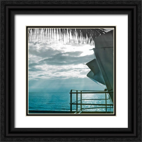 On a Teal Beach II Black Ornate Wood Framed Art Print with Double Matting by Rodriguez, Jairo