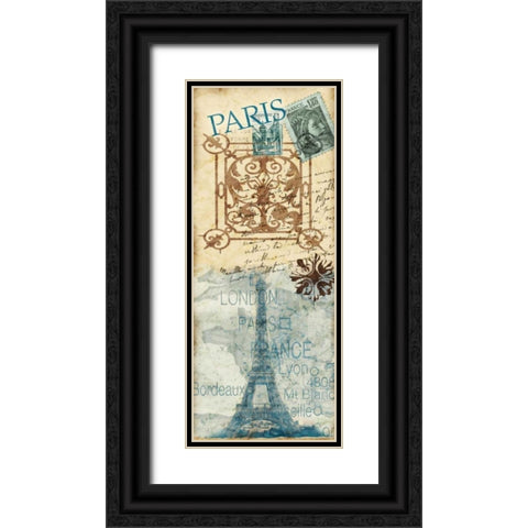 Paris Postage Black Ornate Wood Framed Art Print with Double Matting by Biscardi, Nicholas