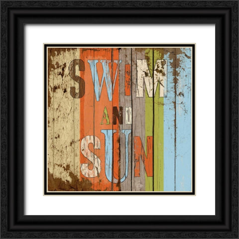 Swim and Sun Black Ornate Wood Framed Art Print with Double Matting by Medley, Elizabeth