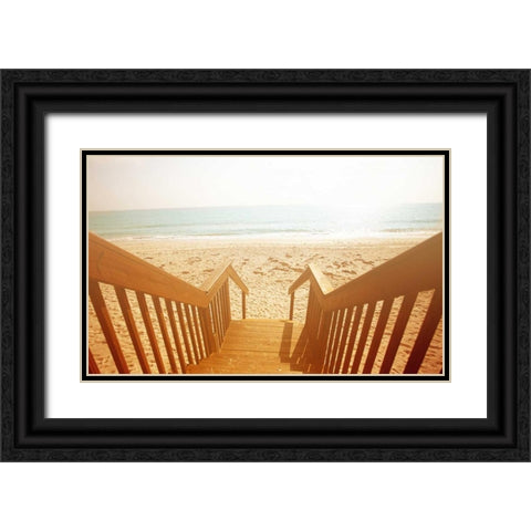 Beach Stairs Black Ornate Wood Framed Art Print with Double Matting by Bryant, Susan