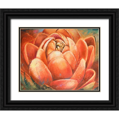 Red Lotus II Black Ornate Wood Framed Art Print with Double Matting by Pinto, Patricia