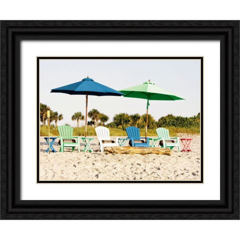 Beach Chair Layout Black Ornate Wood Framed Art Print with Double Matting by Mansfield, Kathy