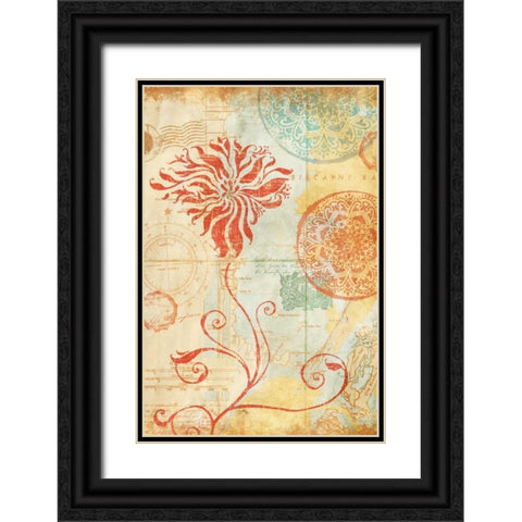 Map Wallflower I Black Ornate Wood Framed Art Print with Double Matting by Medley, Elizabeth