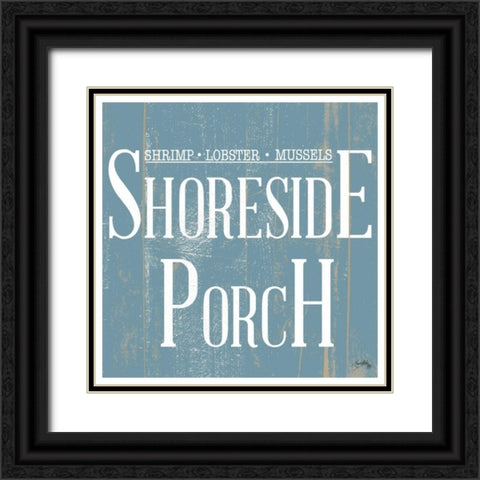 Shoreside Porch Square Black Ornate Wood Framed Art Print with Double Matting by Medley, Elizabeth