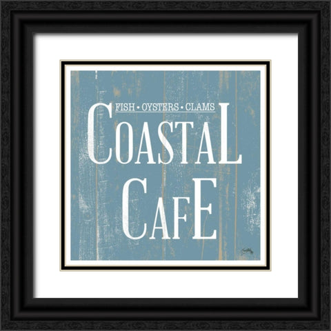 Coastal Cafe Square Black Ornate Wood Framed Art Print with Double Matting by Medley, Elizabeth