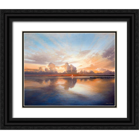 Sunset over Lake Black Ornate Wood Framed Art Print with Double Matting by Nawrocke, Bruce