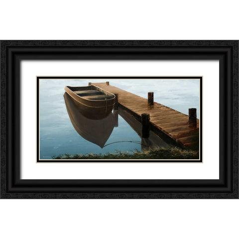 Quiet Blue Morning Black Ornate Wood Framed Art Print with Double Matting by Nawrocke, Bruce