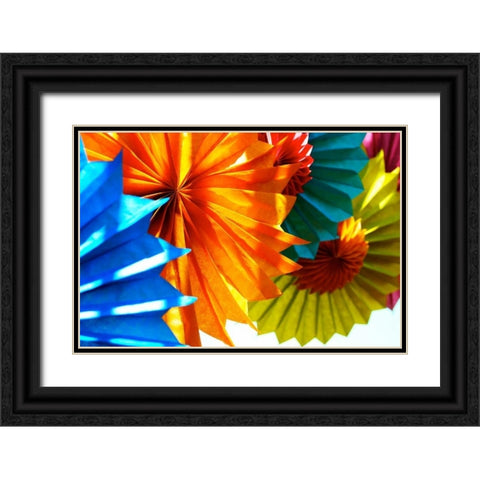 Paper Flowers Black Ornate Wood Framed Art Print with Double Matting by Peck, Gail