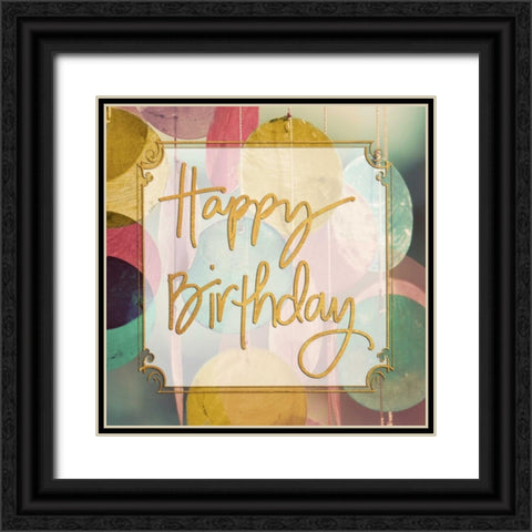 Happy Birthday Black Ornate Wood Framed Art Print with Double Matting by Peck, Gail