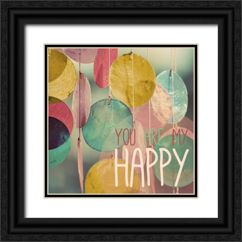 Happy Black Ornate Wood Framed Art Print with Double Matting by Peck, Gail