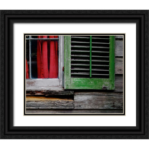 Cabin Shutters Black Ornate Wood Framed Art Print with Double Matting by Peck, Gail