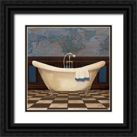 Blue Historic Bath I Black Ornate Wood Framed Art Print with Double Matting by Medley, Elizabeth