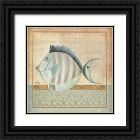 Vintage Fish III Black Ornate Wood Framed Art Print with Double Matting by Medley, Elizabeth