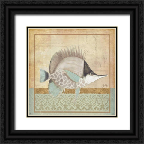 Vintage Fish IV Black Ornate Wood Framed Art Print with Double Matting by Medley, Elizabeth