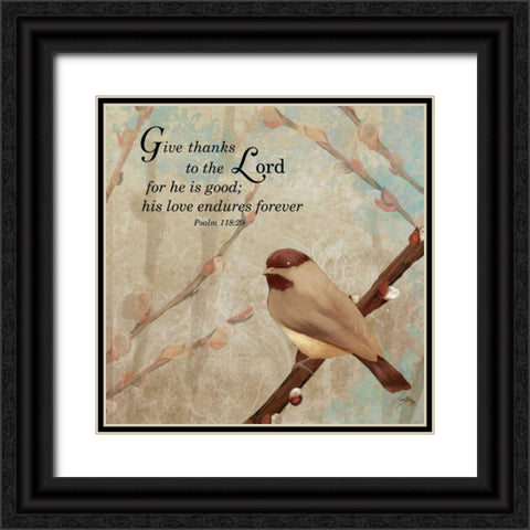 Give Thanks Black Ornate Wood Framed Art Print with Double Matting by Medley, Elizabeth