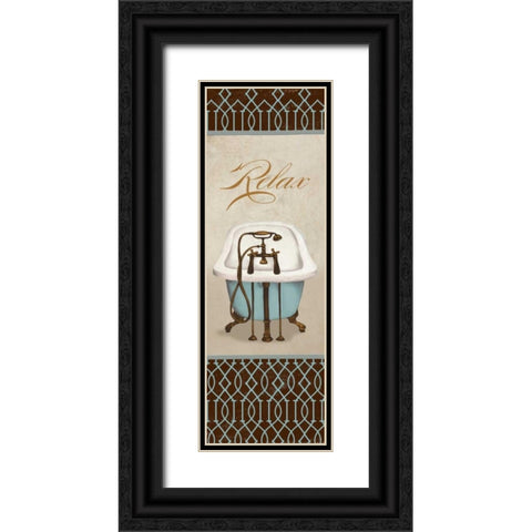 Relax in Blue I Black Ornate Wood Framed Art Print with Double Matting by Medley, Elizabeth