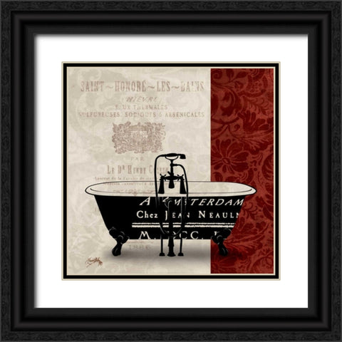 Red and Black Bath Tub II Black Ornate Wood Framed Art Print with Double Matting by Medley, Elizabeth