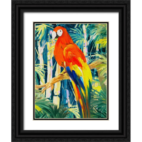 Parrots in Tropics I Black Ornate Wood Framed Art Print with Double Matting by Slivka, Jane