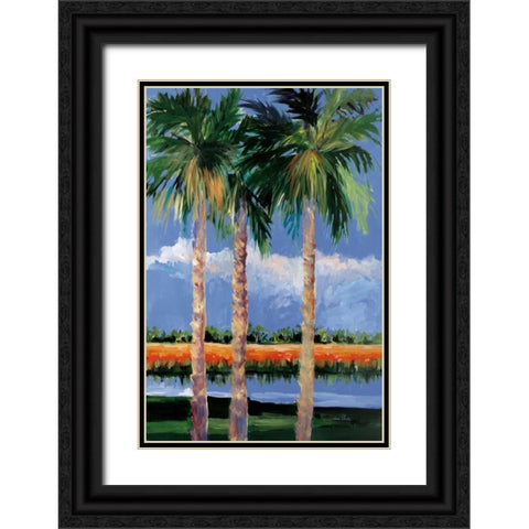 Palm Coast Black Ornate Wood Framed Art Print with Double Matting by Slivka, Jane