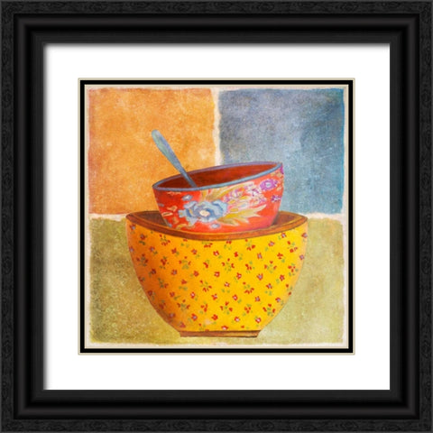 Collage Bowls II Black Ornate Wood Framed Art Print with Double Matting by Pinto, Patricia