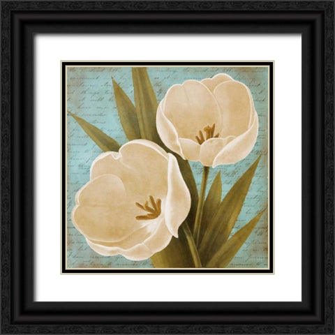 Blue Morning Tulips II Black Ornate Wood Framed Art Print with Double Matting by Rhyan, Vivien