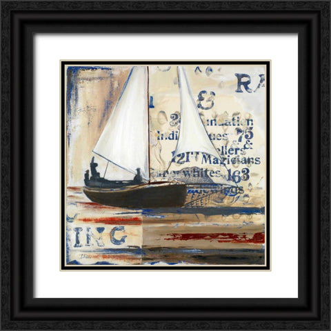 Blue Sailing Race Border I Black Ornate Wood Framed Art Print with Double Matting by Pinto, Patricia