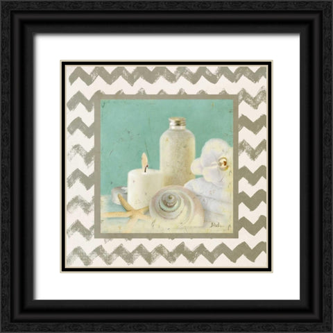 Silver Chevron Bath I Black Ornate Wood Framed Art Print with Double Matting by Pinto, Patricia