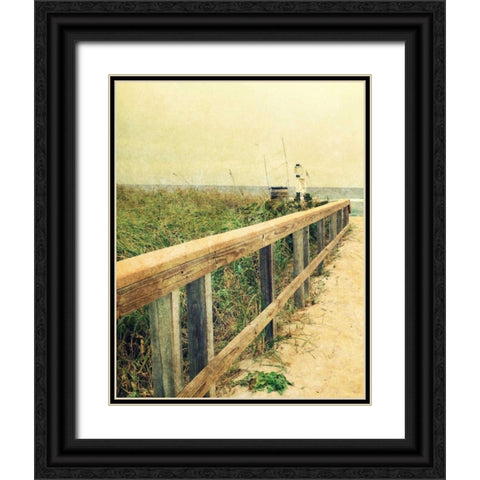 Beach Rails I Black Ornate Wood Framed Art Print with Double Matting by Saghini, Lisa Hill