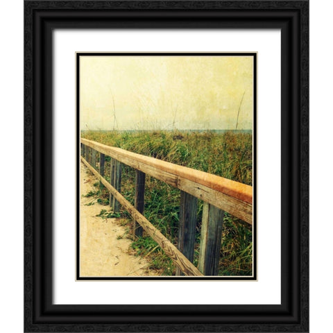 Beach Rails II Black Ornate Wood Framed Art Print with Double Matting by Saghini, Lisa Hill