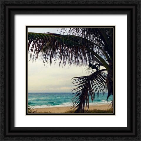 Palm and Beach Black Ornate Wood Framed Art Print with Double Matting by Saghini, Lisa Hill