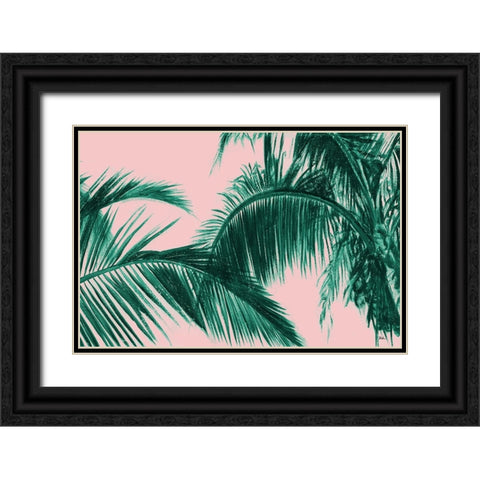 Modern Coconut Palms Black Ornate Wood Framed Art Print with Double Matting by Pinto, Patricia