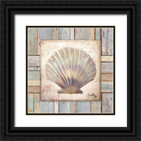 Beach Shell I Black Ornate Wood Framed Art Print with Double Matting by Medley, Elizabeth