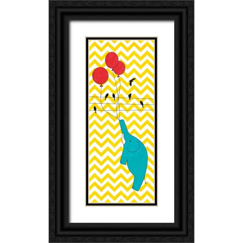 Floating Elephant Black Ornate Wood Framed Art Print with Double Matting by SD Graphics Studio
