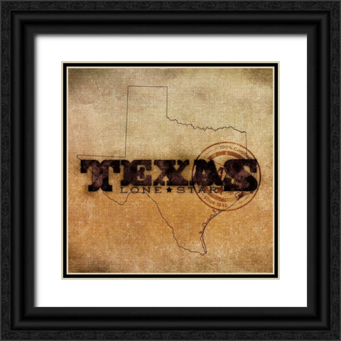 Texas Lone Star Black Ornate Wood Framed Art Print with Double Matting by SD Graphics Studio