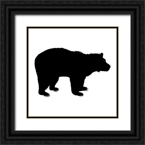 Bear Silhouette Black Ornate Wood Framed Art Print with Double Matting by SD Graphics Studio