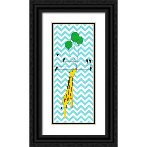 Floating Giraffe Black Ornate Wood Framed Art Print with Double Matting by SD Graphics Studio