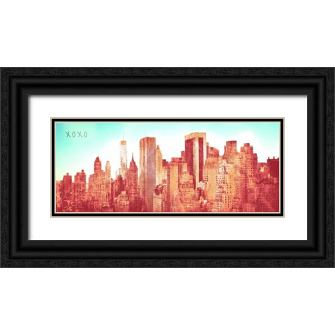 NY Love XOXO Black Ornate Wood Framed Art Print with Double Matting by Bryant, Susan