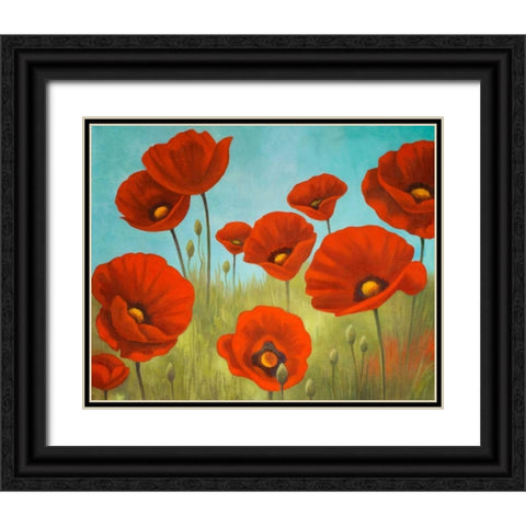 Field of Poppies II Black Ornate Wood Framed Art Print with Double Matting by Rhyan, Vivien