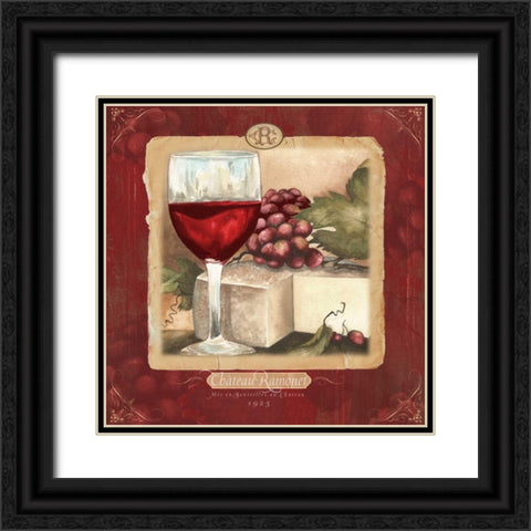 Wine and Cheese I Black Ornate Wood Framed Art Print with Double Matting by Medley, Elizabeth