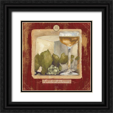 Wine and Cheese II Black Ornate Wood Framed Art Print with Double Matting by Medley, Elizabeth