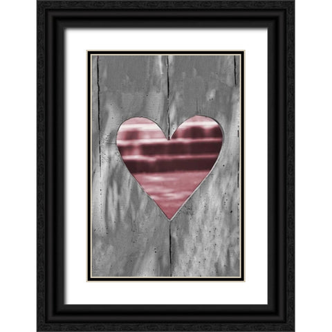 Pink Woodcut Heart I Black Ornate Wood Framed Art Print with Double Matting by Peck, Gail