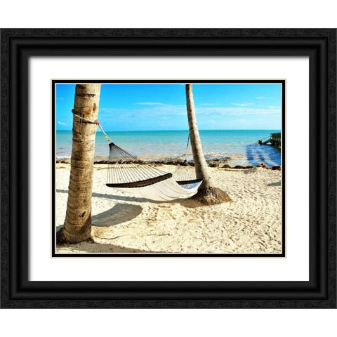 Under the Palms (24x18) Black Ornate Wood Framed Art Print with Double Matting by Peck, Gail
