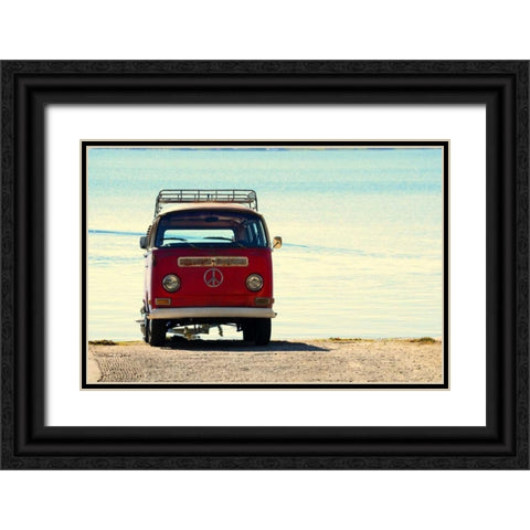 Beach Ride with Emblem Black Ornate Wood Framed Art Print with Double Matting by Peck, Gail