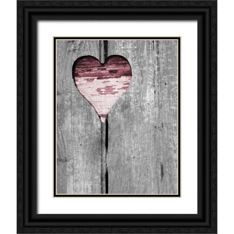 Up and Down Pink Woodcut Heart II Black Ornate Wood Framed Art Print with Double Matting by Peck, Gail