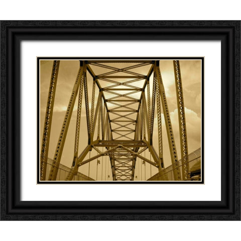 New York Bridge II Black Ornate Wood Framed Art Print with Double Matting by Rodriguez, Jairo