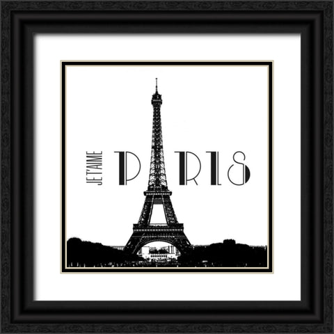 Je Taime Paris Black Ornate Wood Framed Art Print with Double Matting by Navas, Emily
