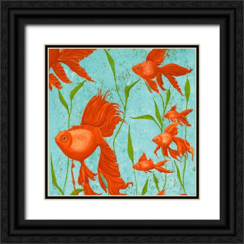 School of Fish I Black Ornate Wood Framed Art Print with Double Matting by Ritter, Gina