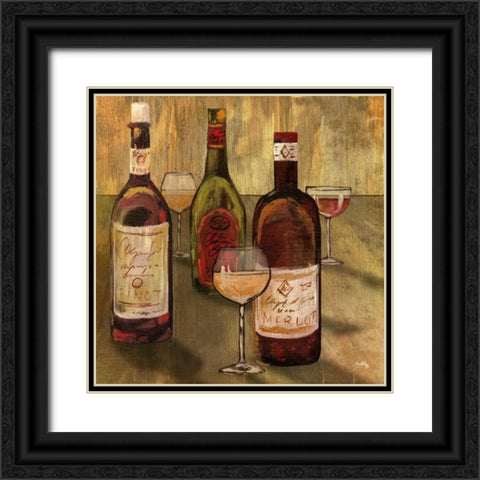 Bottle of Wine I Black Ornate Wood Framed Art Print with Double Matting by Medley, Elizabeth